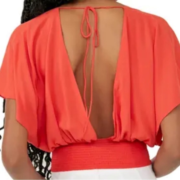 Free People Ava V-Neck Tie Back Top- Size Small - Picture 2 of 14